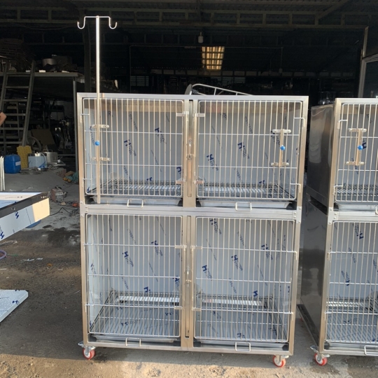 Chuồng lưu trú 4 ô  Inox 304 Rộng 600 dài 1200 cao 1600